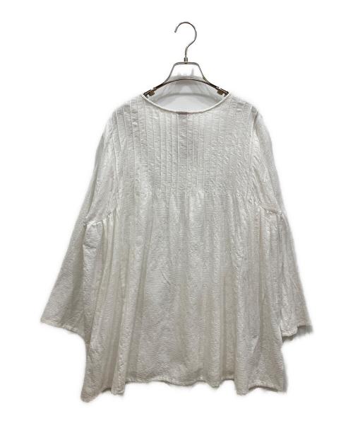 TSUHARU by samansa Mos2（ツハル バイ サマンサモスモス）TSUHARU by samansa Mos2 (ツハル バイ サマンサモスモス) ジャガードフラワーチュニックブラウス ホワイト サイズ:SIZE Freeの古着・服飾アイテム