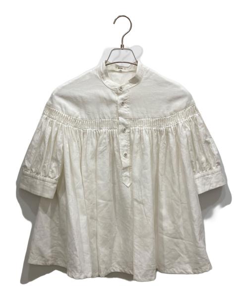 SCYE（サイ）SCYE (サイ) Linen Tucked Puff Sleeve Shirt ピンタック リネン ブラウス ホワイト サイズ:38の古着・服飾アイテム