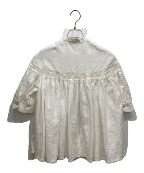 SCYE（サイ）SCYE (サイ) Linen Tucked Puff Sleeve Shirt ピンタック リネン ブラウス ホワイト サイズ:38の古着・服飾アイテム