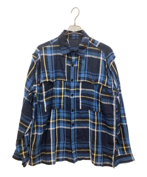 kenneth field（ケネスフィールド）KENNETH FIELD (ケネスフィールド) リネンチェックフィールドシャツ ネイビー サイズ:SIZE Lの古着・服飾アイテム