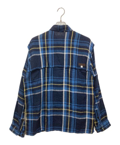 kenneth field（ケネスフィールド）KENNETH FIELD (ケネスフィールド) リネンチェックフィールドシャツ ネイビー サイズ:SIZE Lの古着・服飾アイテム