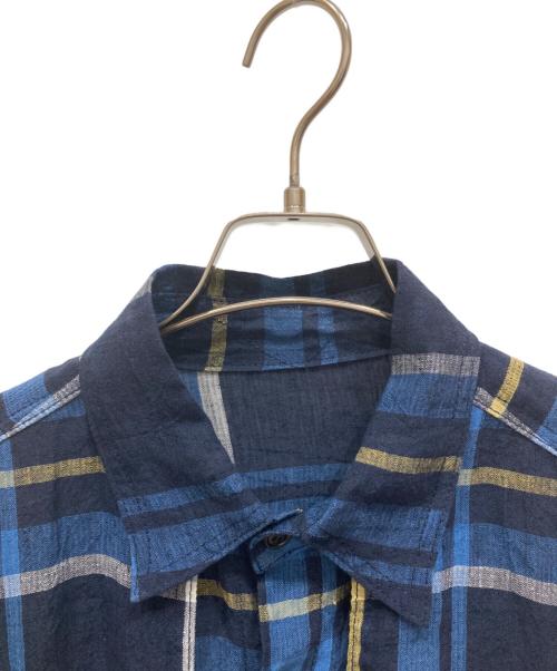 kenneth field（ケネスフィールド）KENNETH FIELD (ケネスフィールド) リネンチェックフィールドシャツ ネイビー サイズ:SIZE Lの古着・服飾アイテム