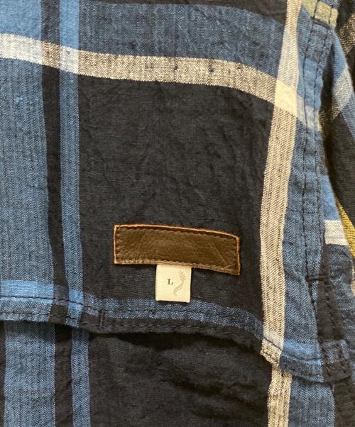 kenneth field（ケネスフィールド）KENNETH FIELD (ケネスフィールド) リネンチェックフィールドシャツ ネイビー サイズ:SIZE Lの古着・服飾アイテム