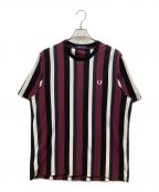 FRED PERRYフレッドペリー）の古着「Gradient Stripe T-Shirt」｜ボルドー×ブラック