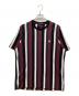 FRED PERRY（フレッドペリー）の古着「Gradient Stripe T-Shirt」｜ボルドー×ブラック