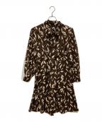 NOLLEY'S sophiノーリーズソフィー）の古着「ボウタイ付きハケプリントワンピ-ス」｜ブラウン