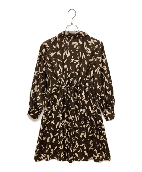 NOLLEY'S sophi（ノーリーズソフィー）NOLLEY'S sophi (ノーリーズソフィー) ボウタイ付きハケプリントワンピ-ス ブラウン サイズ:Mの古着・服飾アイテム
