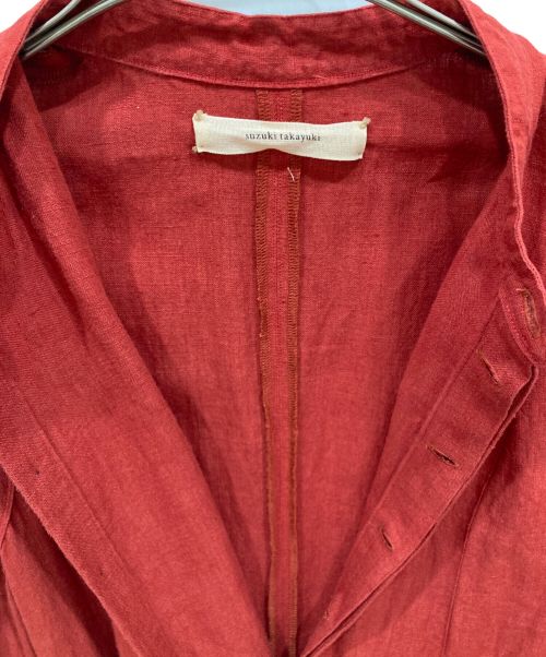 SUZUKI TAKAYUKI（スズキタカユキ）SUZUKI TAKAYUKI (スズキタカユキ) バックリボンリネンワンピース レッド サイズ:-の古着・服飾アイテム