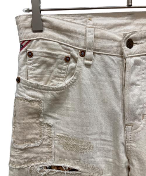 Denim & Supply Ralph Lauren（デニム＆サプライ ラルフローレン）Denim & Supply Ralph Lauren (デニム＆サプライ ラルフローレン) クラッシュ加工ホワイトデニムパンツ ホワイト サイズ:27/32の古着・服飾アイテム