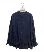 journal standard luxeジャーナルスタンダード ラックス）の古着「バンドカラーリネンシャツ」｜ネイビー