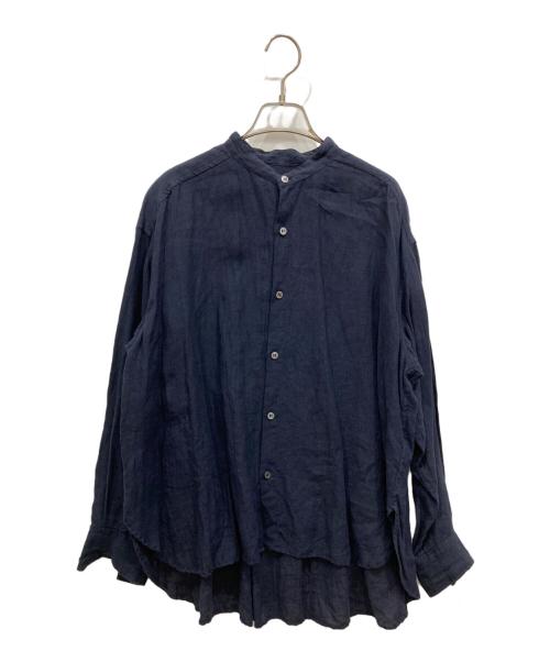 journal standard luxe（ジャーナルスタンダード ラックス）JOURNAL STANDARD LUXE (ジャーナルスタンダード リュクス) バンドカラーリネンシャツ ネイビー サイズ:freeの古着・服飾アイテム