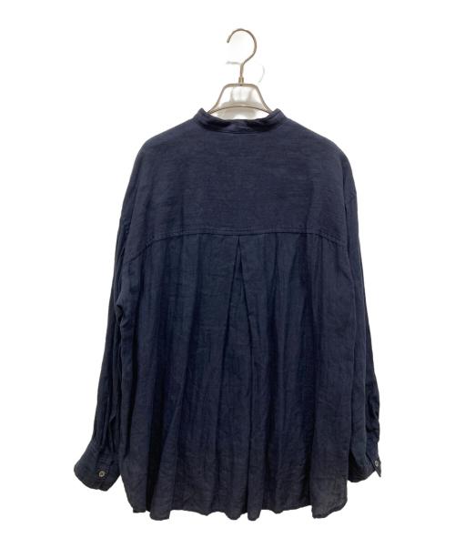 journal standard luxe（ジャーナルスタンダード ラックス）JOURNAL STANDARD LUXE (ジャーナルスタンダード リュクス) バンドカラーリネンシャツ ネイビー サイズ:freeの古着・服飾アイテム