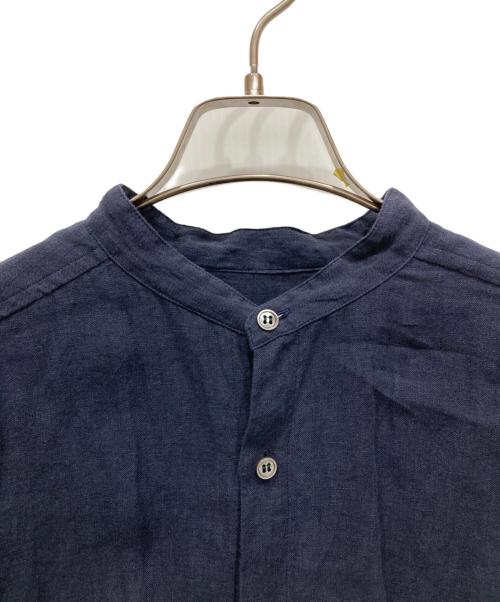journal standard luxe（ジャーナルスタンダード ラックス）JOURNAL STANDARD LUXE (ジャーナルスタンダード リュクス) バンドカラーリネンシャツ ネイビー サイズ:freeの古着・服飾アイテム