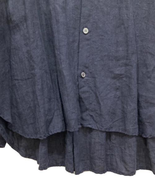 journal standard luxe（ジャーナルスタンダード ラックス）JOURNAL STANDARD LUXE (ジャーナルスタンダード リュクス) バンドカラーリネンシャツ ネイビー サイズ:freeの古着・服飾アイテム