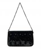 Christian Louboutinクリスチャン・ルブタン）の古着「Loubila Daisy Spike Patent Pouch Clutch Bag」｜ブラック