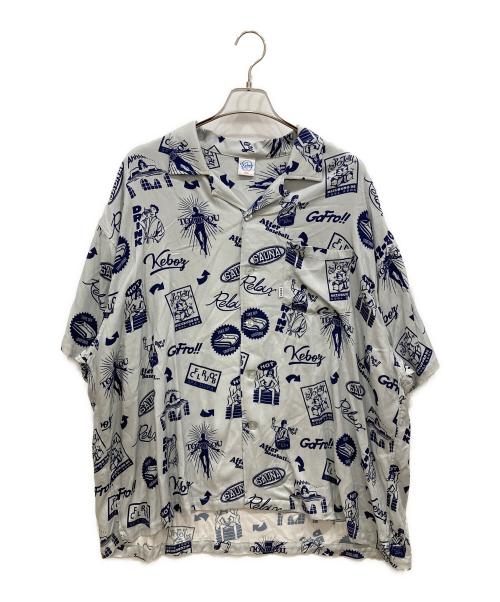 KEBOZ（ケボズ）KEBOZ (ケボズ) FRO CLUB (フロクラブ) レーヨンオープンカラーシャツ グレー サイズ:SIZE Lの古着・服飾アイテム