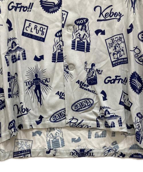 KEBOZ（ケボズ）KEBOZ (ケボズ) FRO CLUB (フロクラブ) レーヨンオープンカラーシャツ グレー サイズ:SIZE Lの古着・服飾アイテム