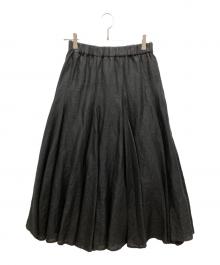 mizuiro-ind（ミズイロインド）の古着「リネンイージーフレアスカート」｜ブラック