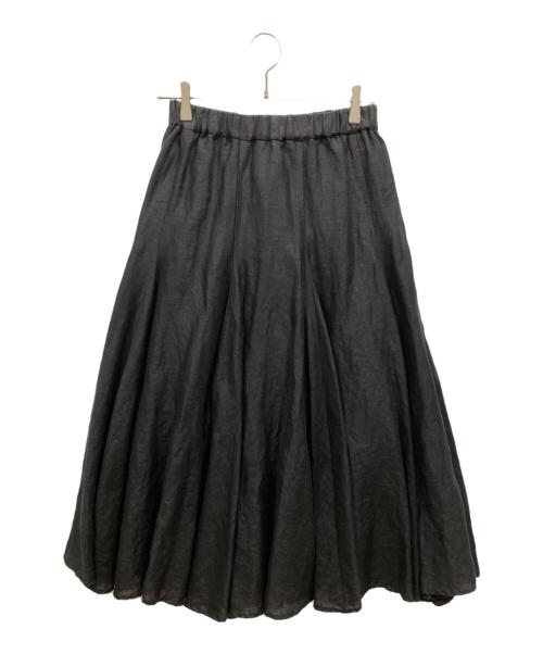 mizuiro-ind（ミズイロインド）mizuiro-ind (ミズイロインド) リネンイージーフレアスカート ブラック サイズ:-の古着・服飾アイテム