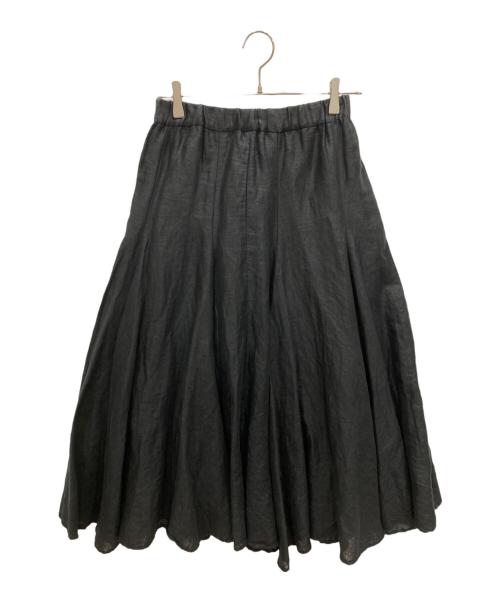 mizuiro-ind（ミズイロインド）mizuiro-ind (ミズイロインド) リネンイージーフレアスカート ブラック サイズ:-の古着・服飾アイテム