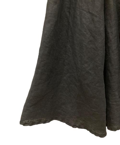 mizuiro-ind（ミズイロインド）mizuiro-ind (ミズイロインド) リネンイージーフレアスカート ブラック サイズ:-の古着・服飾アイテム