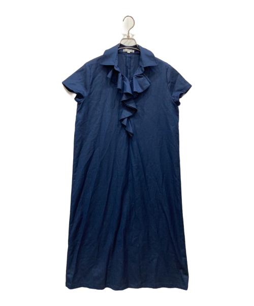 NARA CAMICIE（ナラカミーチェ）NARA CAMICIE (ナラカミーチェ) 襟付きフリルワンピース ネイビー サイズ:2の古着・服飾アイテム