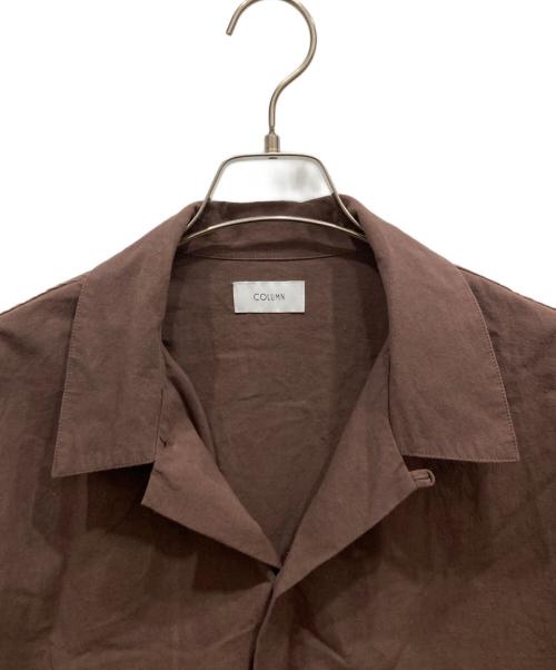 COLUMN（コラム）COLUMN (コラム) ジップポケットオープンカラーシャツ ブラウン サイズ:Ⅼの古着・服飾アイテム