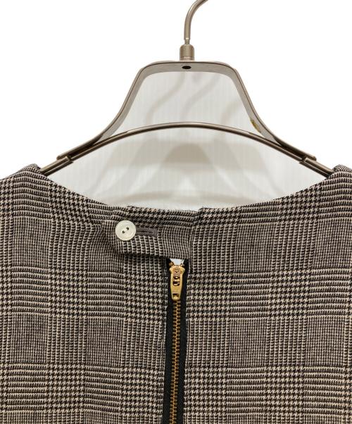 nicholson&nicholson（ニコルソン＆ニコルソン）nicholson&nicholson (ニコルソン＆ニコルソン) 切替チェックワンピース ブラウン×ホワイト サイズ:SIZE 38の古着・服飾アイテム