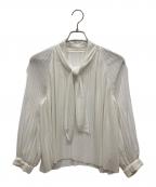 BALLSEYボールジィ）の古着「ポリエステルシフォンプリーツボウタイブラウス」｜ホワイト
