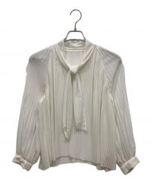 BALLSEY（ボールジィ）の古着「ポリエステルシフォンプリーツボウタイブラウス」｜ホワイト