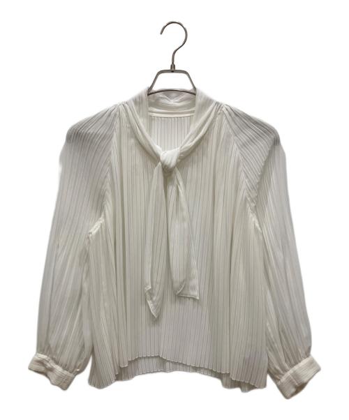 BALLSEY（ボールジィ）BALLSEY (ボールジィ) ポリエステルシフォンプリーツボウタイブラウス ホワイト サイズ:36の古着・服飾アイテム