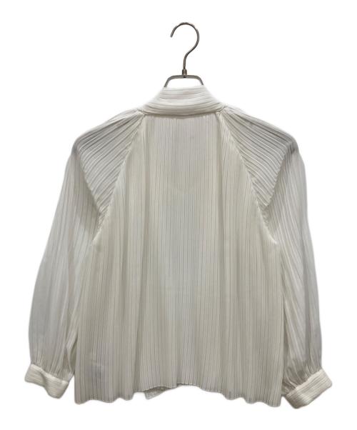 BALLSEY（ボールジィ）BALLSEY (ボールジィ) ポリエステルシフォンプリーツボウタイブラウス ホワイト サイズ:36の古着・服飾アイテム