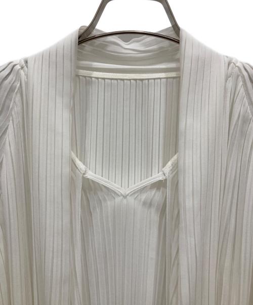 BALLSEY（ボールジィ）BALLSEY (ボールジィ) ポリエステルシフォンプリーツボウタイブラウス ホワイト サイズ:36の古着・服飾アイテム