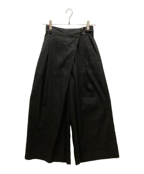 1er Arrondissement（プルミエ アロンディスモン）1er Arrondissement (プルミエ アロンディスモン) ソフトリネンラップ風ワイドクロップドパンツ ブラック サイズ:36の古着・服飾アイテム