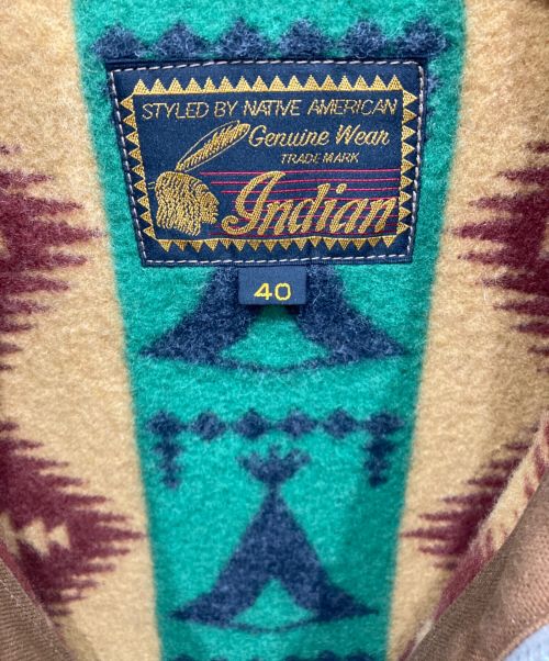 INDIAN MOTORCYCLE（インディアンモーターサイクル）INDIAN MOTORCYCLE (インディアンモーターサイクル) ネイティブブランケットジャケット ブラウン サイズ:40の古着・服飾アイテム