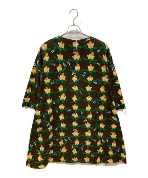 45R（フォーティファイブ・アール）45R (フォーティーファイブアール) ライトモールカラーリリープリントワンピース ブラウンの古着・服飾アイテム