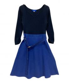 BLUE LABEL CRESTBRIDGE（ブルーレーベルクレストブリッジ）の古着「ニットワンピース」｜ネイビー
