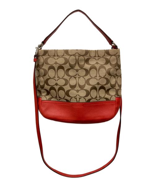 COACH（コーチ）COACH (コーチ) ショルダーバッグ ベージュ×レッドの古着・服飾アイテム