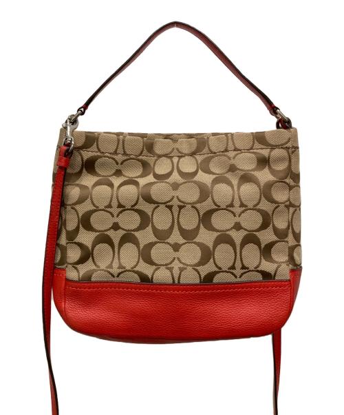 COACH（コーチ）COACH (コーチ) ショルダーバッグ ベージュ×レッドの古着・服飾アイテム