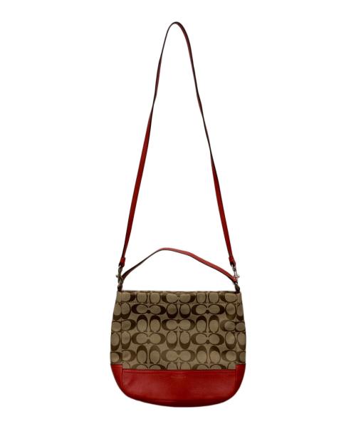 COACH（コーチ）COACH (コーチ) ショルダーバッグ ベージュ×レッドの古着・服飾アイテム