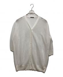mizuiro-ind（ミズイロインド）の古着「メッシュ柄Vネックロングカーディガン」｜ホワイト