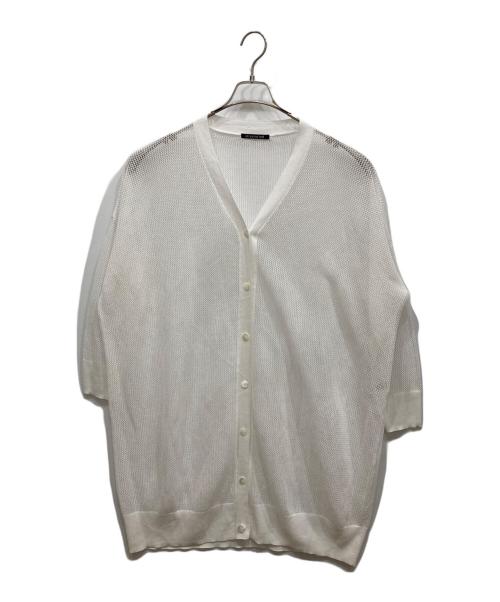 mizuiro-ind（ミズイロインド）mizuiro-ind (ミズイロインド) メッシュ柄Vネックロングカーディガン ホワイト サイズ:-の古着・服飾アイテム