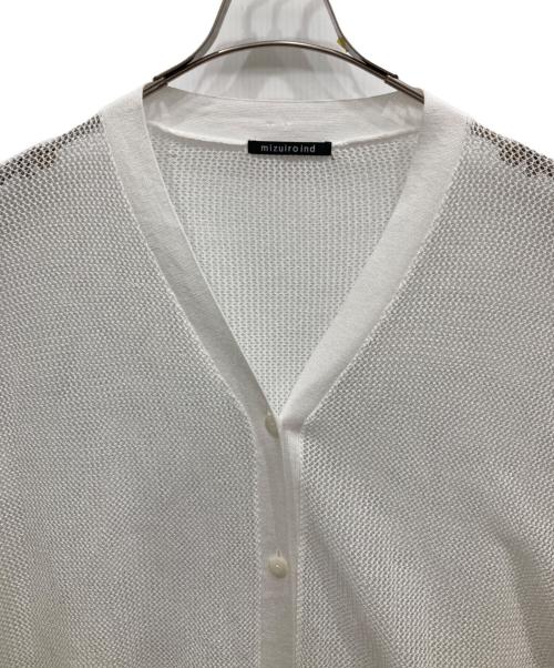 mizuiro-ind（ミズイロインド）mizuiro-ind (ミズイロインド) メッシュ柄Vネックロングカーディガン ホワイト サイズ:-の古着・服飾アイテム