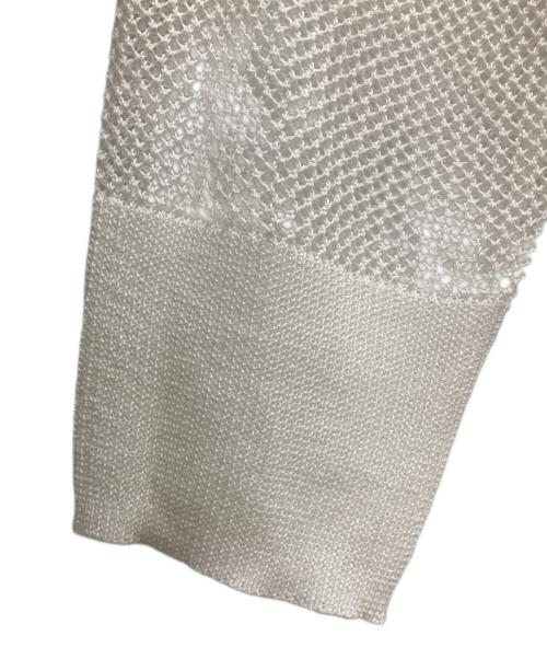 mizuiro-ind（ミズイロインド）mizuiro-ind (ミズイロインド) メッシュ柄Vネックロングカーディガン ホワイト サイズ:-の古着・服飾アイテム