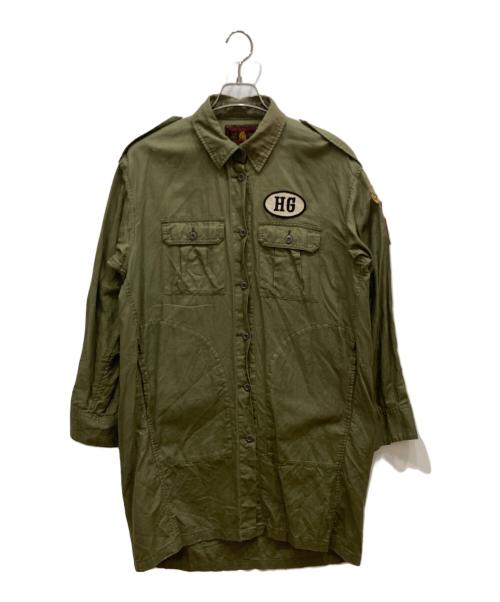 Hysteric Glamour（ヒステリックグラマー）Hysteric Glamour (ヒステリックグラマー) コットンリネンロングシャツ オリーブ サイズ:freeの古着・服飾アイテム