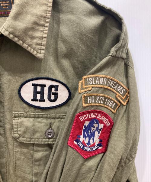 Hysteric Glamour（ヒステリックグラマー）Hysteric Glamour (ヒステリックグラマー) コットンリネンロングシャツ オリーブ サイズ:freeの古着・服飾アイテム