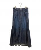W by woadblueダブリュ バイ ウォードブルー）の古着「マキシフレアデニムスカート」｜インディゴ