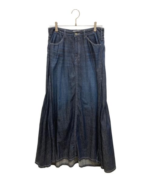 W by woadblue（ダブリュ バイ ウォードブルー）W by woadblue (ダブリュ バイ ウォードブルー) マキシフレアデニムスカート インディゴ サイズ:Mの古着・服飾アイテム