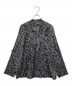Hysteric Glamourヒステリックグラマー）の古着「レオパードフリルブラウス」｜グレー
