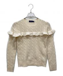 POLO RALPH LAUREN（ポロ・ラルフローレン）の古着「ウールカシミヤフリルニット」｜ホワイト